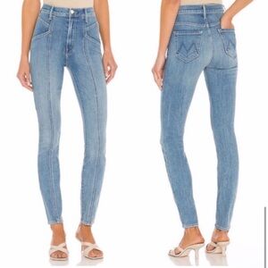 MOTHER Swooner Hover High Waist Seamed Skinny Jean in Blowing‎ Kisses